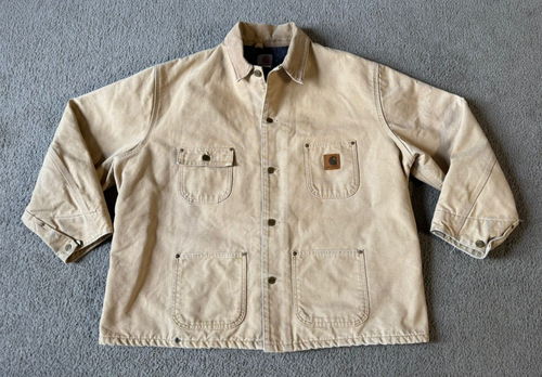 Manteau de corvée homme vintage Carhartt marron doublé couverture Detroit - Taille 2XL