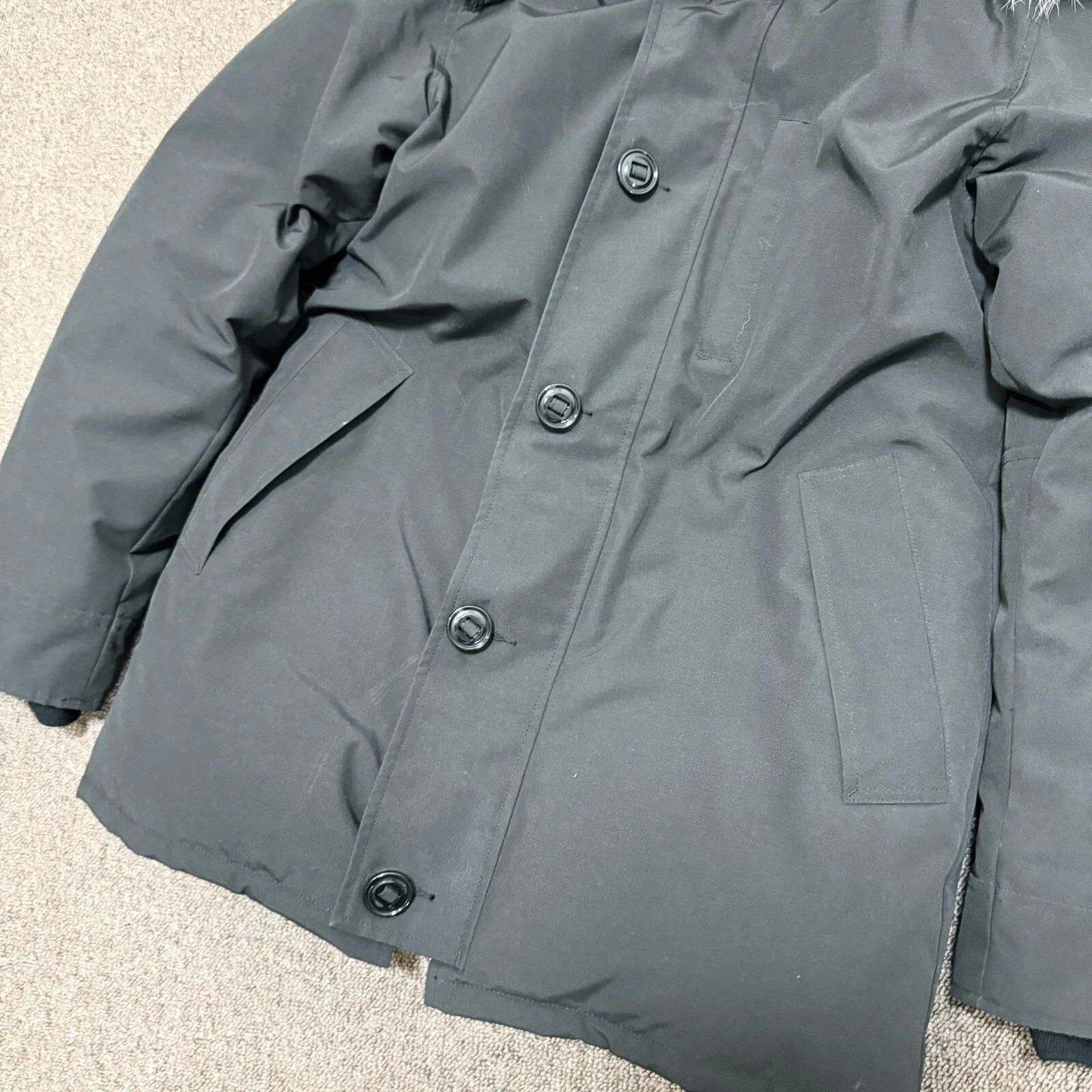 PARKA CANADA GOOSE JASPER 3438JM uomo L G nero felpa con cappuccio pelliccia puffer jacket originale