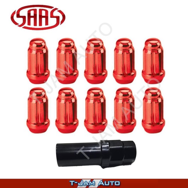 SAAS Small Diameter 10 /2" inch Red Mag Wheel Lock Nuts inc Key for