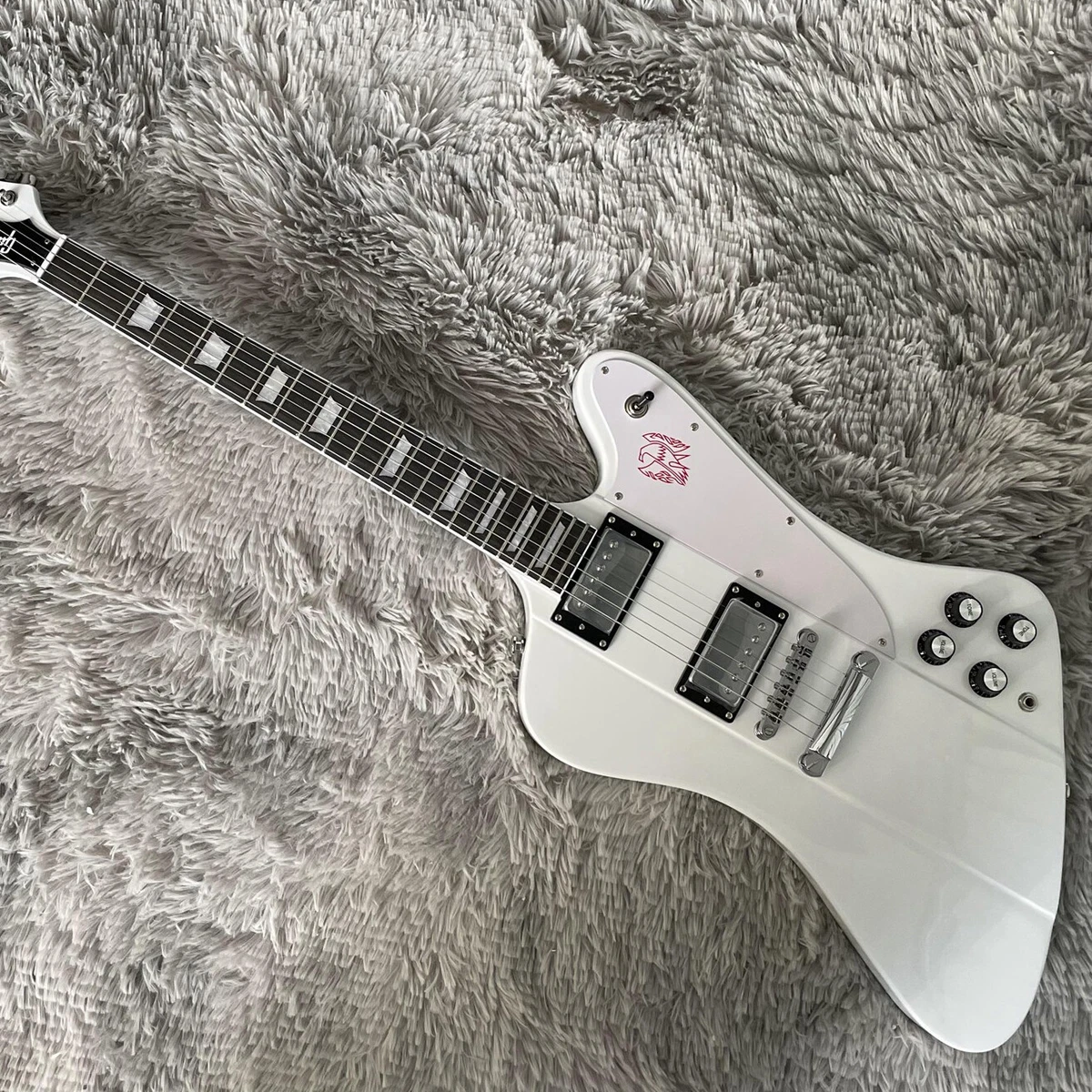 White Firebird Electric Guitar Mahogany Body 6 String Safe