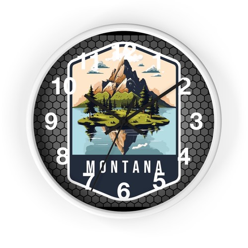 Reloj de pared arte horizonte estado de Montana con marco de madera 3D arte colorido - Imagen 8 de 19