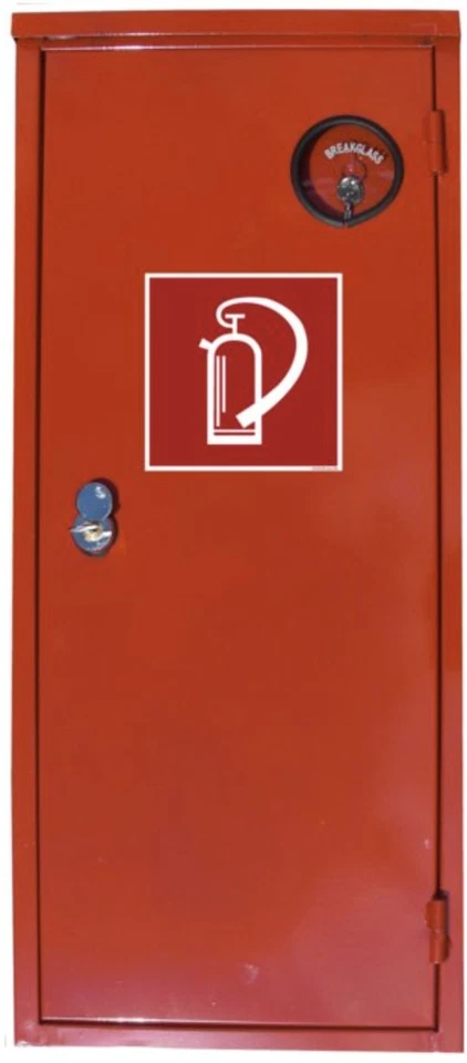MARKENLOS Stahlblechschutzschrank Feuerlöscher Schloss und Scheibe abschließbar Box rot