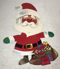 Vintage Christmas Cardstock Wall Decor Santa Claus Articulating Arms Head 22  