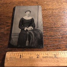Antique Tintype Victorian Women Dress Civil War Era Photo Photograph