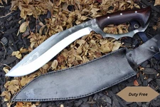 Custom Handmade Carbon Steel Wooden Handle D-Guard Hunting Survival Bowie Knife
