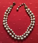 MIRIAM HASKELL Faux Baroque Silver Pearl Necklace Choker 2-Strand 12-14"
