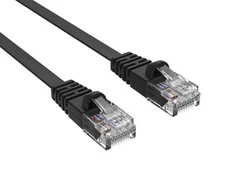 Cat6 UTP Snagless Flat Patch Cable, Black - 1/2/3/5/7/10/15/25/35/45 ft