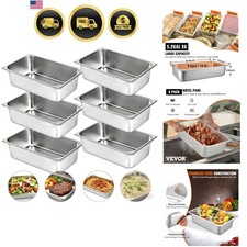 6 Pack Hotel Pans, Full Size 6-Inch, Stainless Steel Steam Table Pans Anti-Ja...