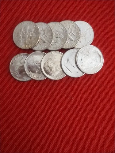 TENS WEEK REVISITED: Own Ten (10) GORGEOUS 1954 P Dimes. BU.  *Wrapped In Foil!*