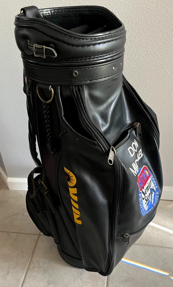 Bolso NITRO Senior Series Pro Golf Tour 6 Vías Cuero Negro Cubierta de Lluvia Don Michael Foto 2 de 4