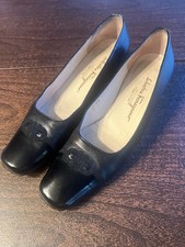 Vintage Salvatore Ferragamo Boutique Patent Cap Toe Gancini Icon Low Heels 8 AA
