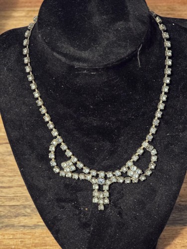 Antique Rhinestone Necklace Choker 14 Inches