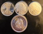 Lot of Four- Variety Aztec Indian Liberty Bullion-0.999 Silver 1/4 Oz Art Coins