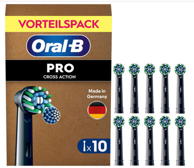 Oral-B Pro CrossAction Aufsteckbürsten ORIGINAL Zahnbürstenaufsatz Schwarz 10 St