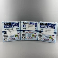 LOT of 3 Neilmed Sinus Rinse Kits (60 Packets Each W/ Rinse Bottle)  Exp 11/28