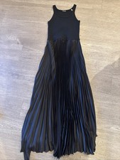 Elie Tahari The Mave Mixed Pleated Sleeveless MIDI Dress MSRP $295
