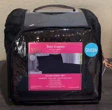 Juicy Couture 4-piece QUEEN Black Plush Sheet Set Soft &Cozy