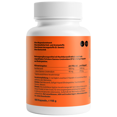 Aceite de Primosa de Noche ZEINPHARMA 500mg (180 Cápsulas) - Imagen 2 de 3