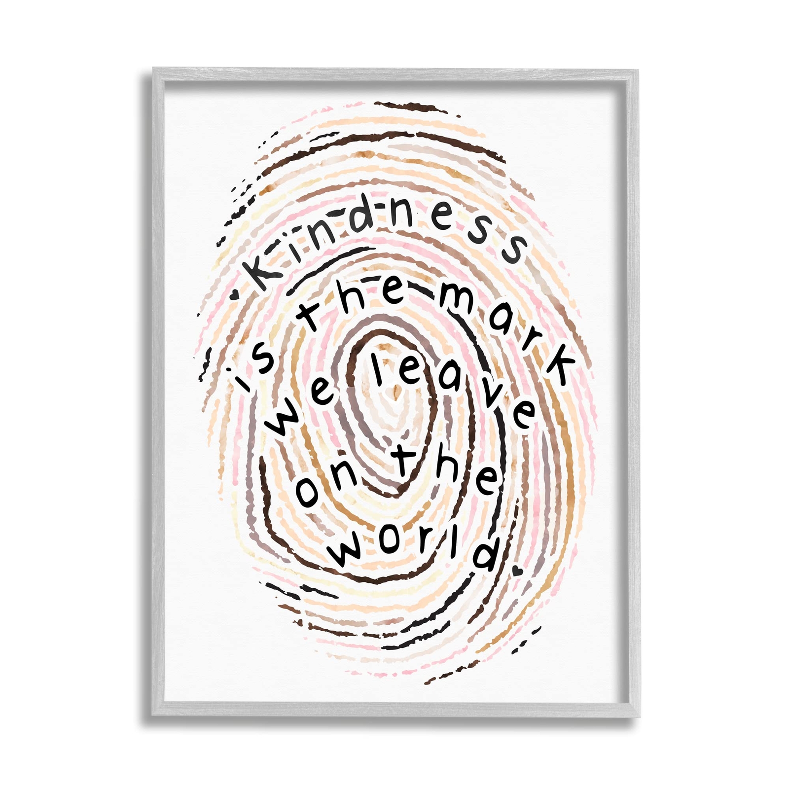 Kindness is The Mark Diversity Phrase Fingerprint Pattern Grey Framed Wall Ar...