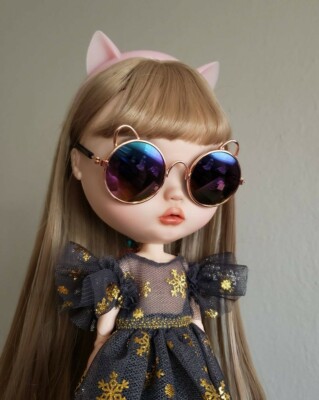 Cat Glasses for Blythe Round Frame Blythe Doll Sunglasses BJD Outfit Accessory 