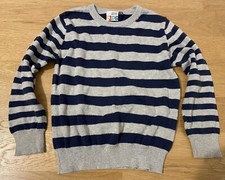 SEVEN LEMON Boys XS 5 EU110 Dressy Pullover Sweater 100 Cotton Blue Gray Stripe