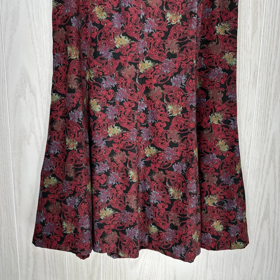 Maxi Falda Christopher & Banks Panel Acampanado Mujer Talla 6 Negra Roja Cremallera Lateral Foto 3 de 4