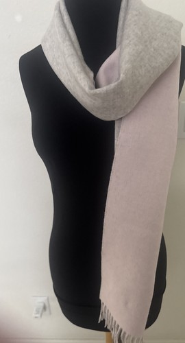 SAKS FIFTH AVENUE Cashmere/Merino Wool Scarf Pink Gray Two Tone - 第 1/4 張圖片