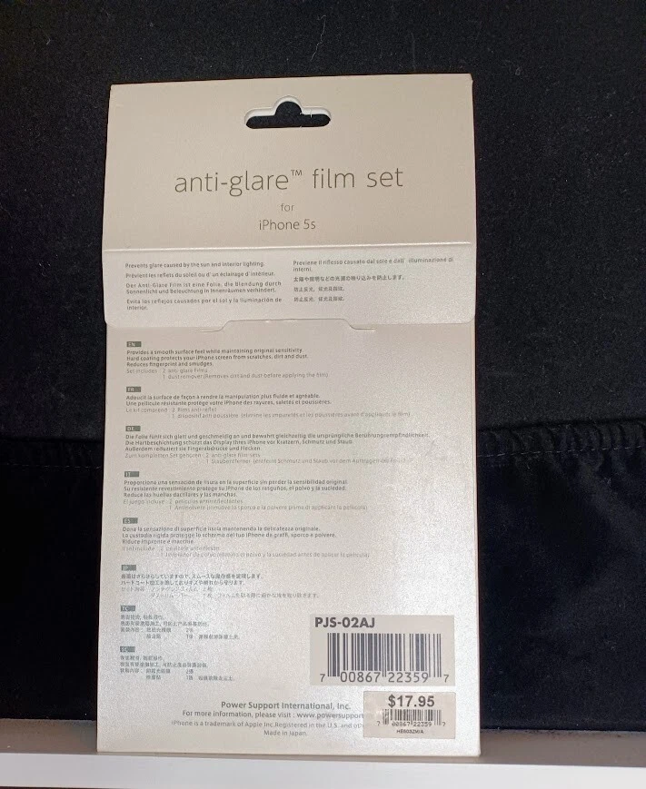 Juego de protector de pantalla de película antideslumbrante Power Support iPhone 5s - Nuevo en paquete original Foto 2 de 2