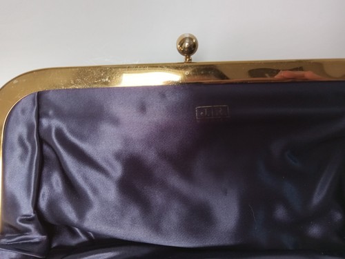 Bolso de Mano Vintage JR Azul Marino Terciopelo Plegable Kisslock - Imagen 19 de 20