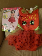 Shopkins Strawberry Kiss Girls Halloween Costume size m 7-8 dress hair piece