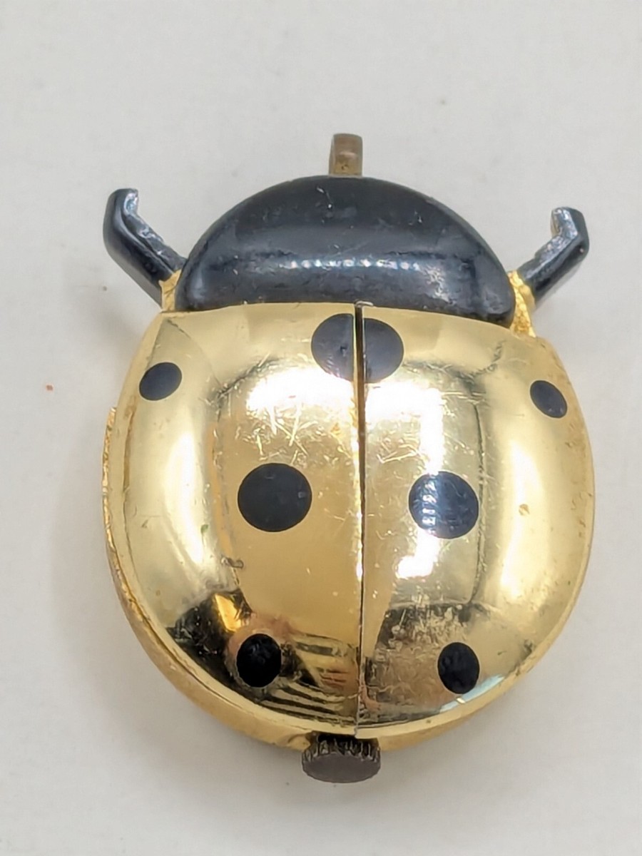 Vintage Jufrex Juillerat Freres Gold Ladybug Pendant Watch Swiss