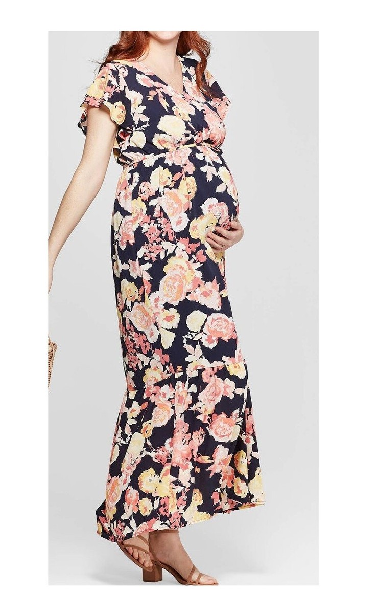 pink and yellow maternity dress Yellow floral maternity dress