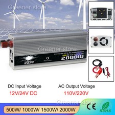 Pure Sine Wave Power Inverter 500W-2000W 12V/24V/48 DC to 110V 220V AC Converter