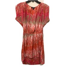 Express Dress Womens Small Multicolor Artsy V Neck Hi Low