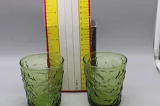 TWO VINTAGE ROCK OR JUICE GLASSES CRINKLE CUT Glass 3.5"