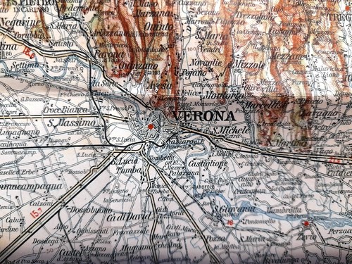 CARTA GEOGRAFICA VENETO LOMBARDIA EMILIA VERONA MANTOVA CENTO del TCI del 1908 - Picture 6 of 9