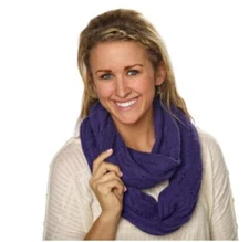 Celeste Womens Purple Infinity Scarf Wool and Cashmere Open Knit 60 x 13.25