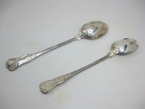 Vintage 13" F.B. Rogers Silver Silverplated Salad Serving Fork & Spoon ITALY - Picture 4 of 7