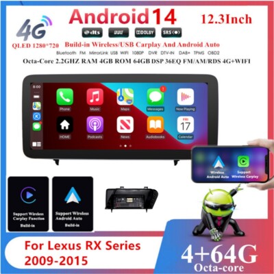 Fit For Lexus RX 12.3'' For Android 14 Carplay Android Car Stereo Radio GPS WIFI
