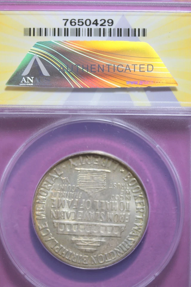 1946 D - ANACS MS65 50C Booker T Washington Commemorative Half Dollar #B44324 - Image 2 of 2