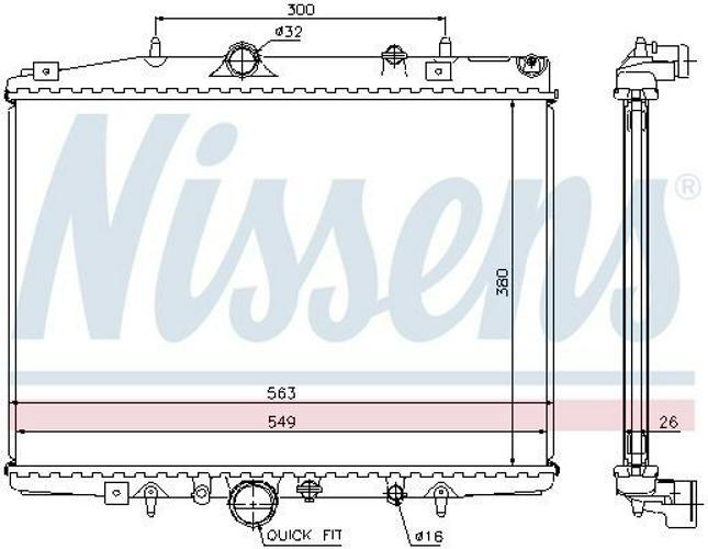 Radiateur Moteur Nissens 67360 - Dimensions 590x429x32mm, Aluminium Et Plastique - Pour Véhicules Avec/sans Climatisation, Boîte Manuelle