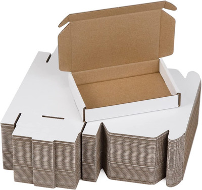50 Pack 6X4X1 Inches Small Shipping Boxes, White Corrugated Cardboard Boxes, Mo