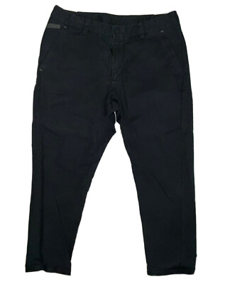 Nike Men's Cotton Blend Bonded Woven Black Cropped Pants Size 34