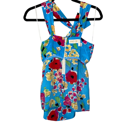 Yumi Kim 100% Silk Asymmetrical Cami Halter Bow Built In Bra Back Zip sz.S - Picture 6 of 20