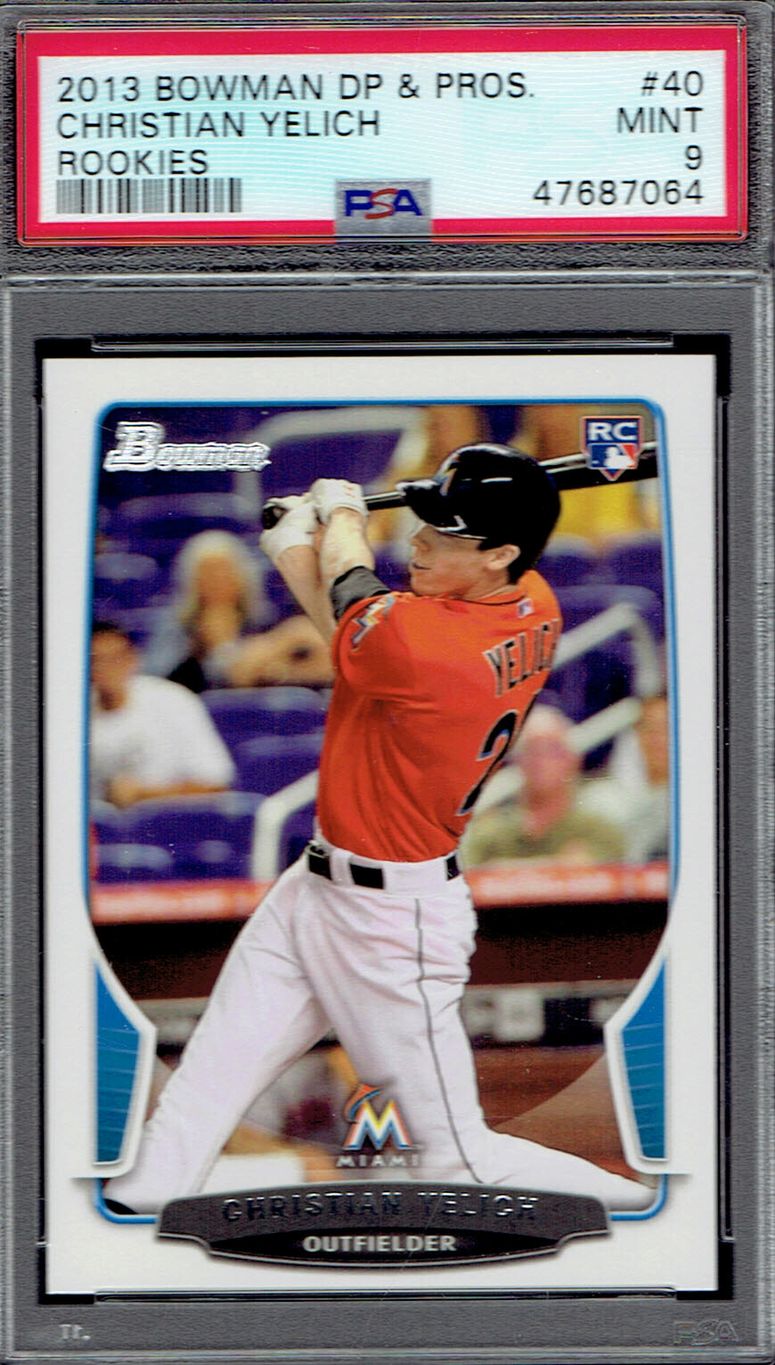2013 Bowman Draft Picks 40 Christian Yelich RC. PSA 9 MINT. (4768-C).