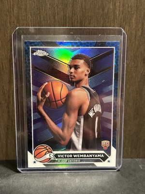 Victor Wembanyama 2023-24 Topps Chrome rookie blue refractor spurs 