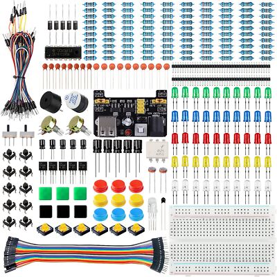 Basic Starter Kit For Arduino Projects Breadboard Jumper Wires Power Supply Resi