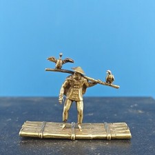 Brass Old Fisherman Cormorant Statue Fish Tank Landscaping Miniascape Ornament