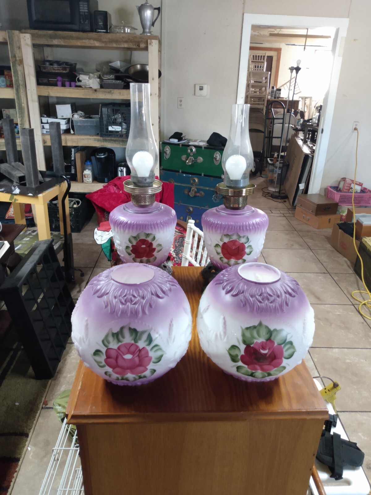 Gone With The Wind Double Globe Handpainted Vintage Hurricane Lamp eBay