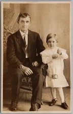 Father & Child RPPC Real Photo Postcard C730